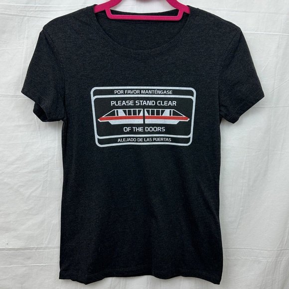 Disney World Monorail Please Stand Clear Women S T-Shirt Black (See Measurements - Picture 1 of 4